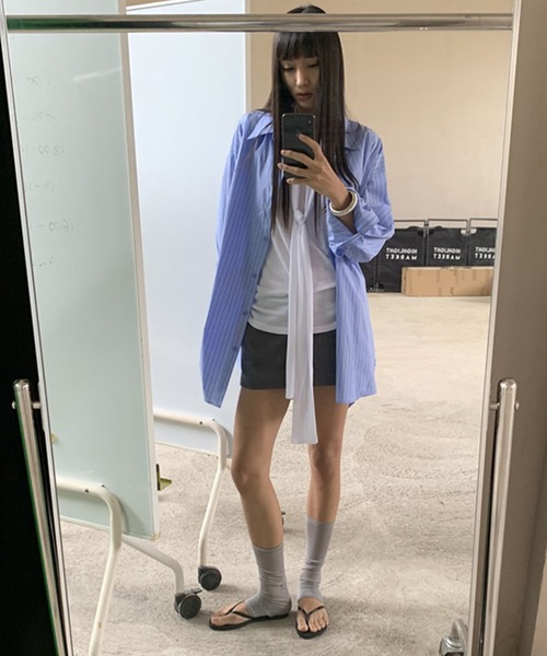 chuclla（チュクラ） ブラウス シャツ 「LONSLAN」ブルーストライプ