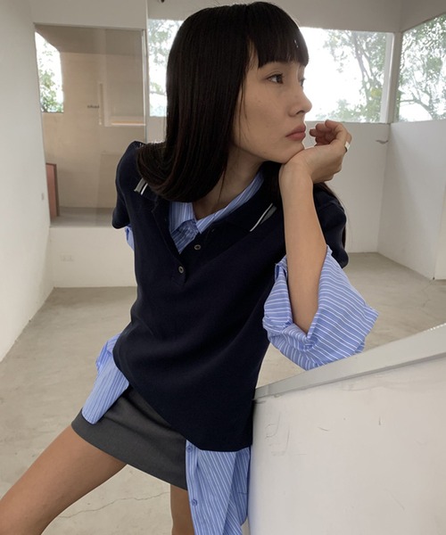 chuclla（チュクラ） ブラウス シャツ 「LONSLAN」ブルーストライプ