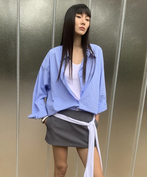 chuclla（チュクラ） ブラウス シャツ 「LONSLAN」ブルーストライプ
