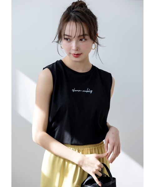 ANY SIS（エニィスィス） tシャツ 「洗える」ノースリーブロゴ Tシャツ