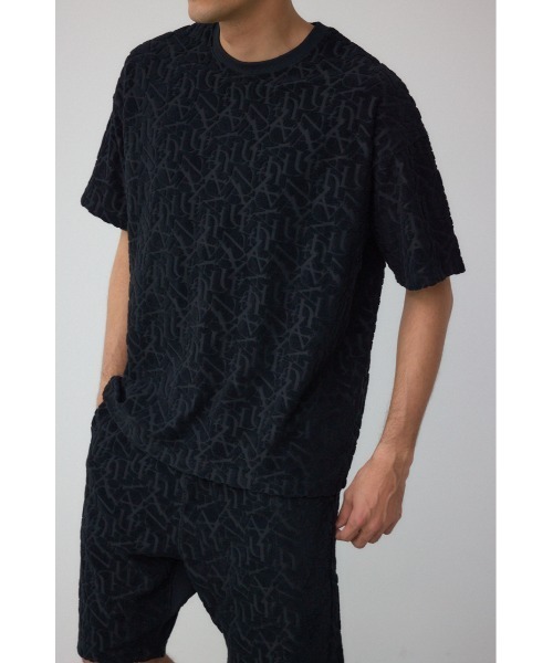 AZUL BY MOUSSY tシャツ 総柄パイルジャガードトップス メンズ