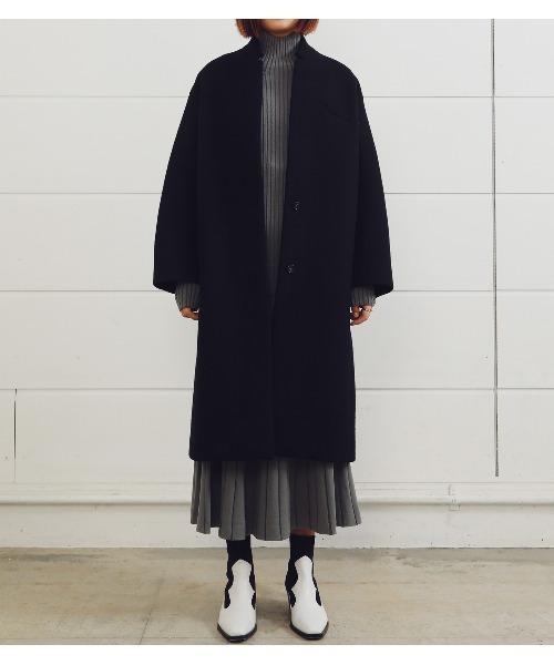 美品✨ ルシェルブルー コクーンシルエット ビッグカラーロングコート36 黒 LE CIEL BLEU（ルシェルブルー） コート 36 ブラック レディース