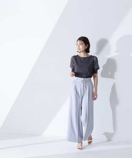 ニット セーター シアーラメプリーツスリーブニット レディース NATURAL BEAUTY BASIC ニット セーター シアーラメプリーツ