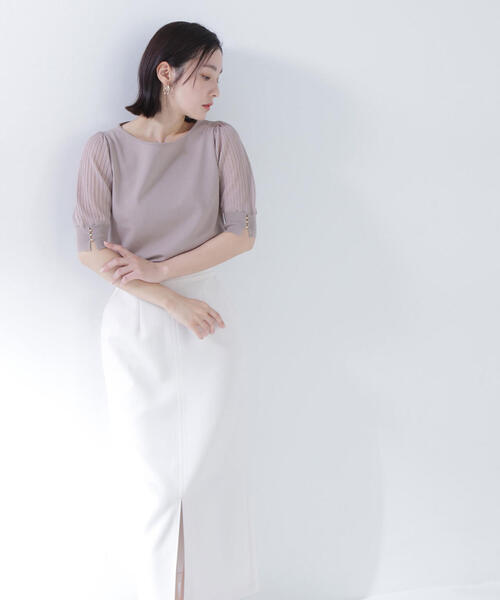 NATURAL BEAUTY BASIC ニット セーター シアーラメプリーツ