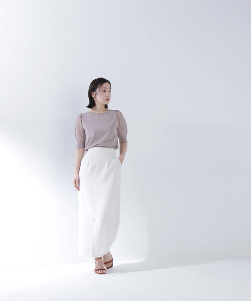 ニット セーター シアーラメプリーツスリーブニット レディース NATURAL BEAUTY BASIC ニット セーター シアーラメプリーツ