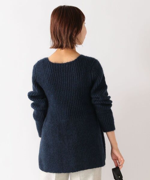 40サイズ♬長袖ニット ネイビー ナノ・ユニバース NANO universe 「STEVELOUR」スキッパーポロ衿ソフト