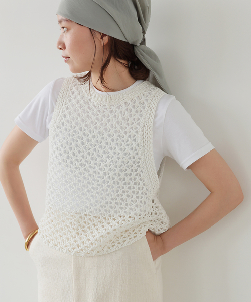 IENA ニット セーター メッシュアメスリプルオーバー レディース