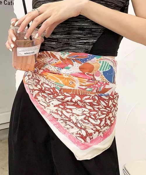 ad thie（アドティエ） スカーフ バンダナ カラフル レトロ柄スカーフ