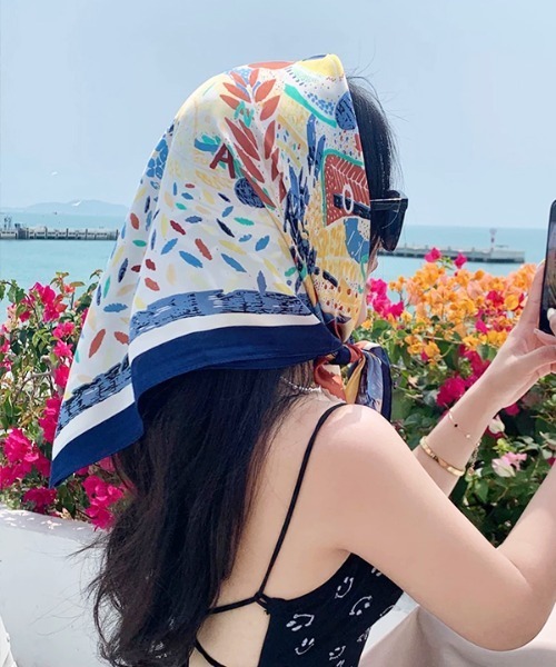 ad thie（アドティエ） スカーフ バンダナ カラフル レトロ柄スカーフ