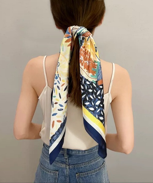 ad thie（アドティエ） スカーフ バンダナ カラフル レトロ柄スカーフ