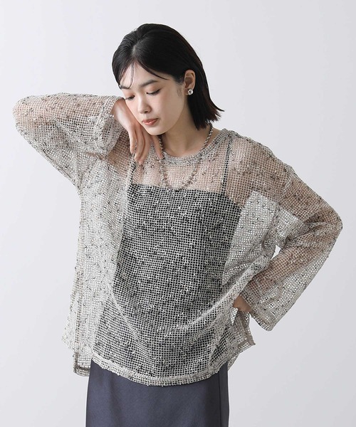 tシャツ 杢ノットネットボートネックカットソー レディース