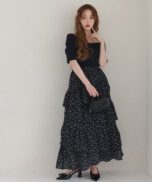 franche lippee ブラック ティアード フリル スカート N435 フランシュリッペ franche lippee フリル ジャンパースカート
