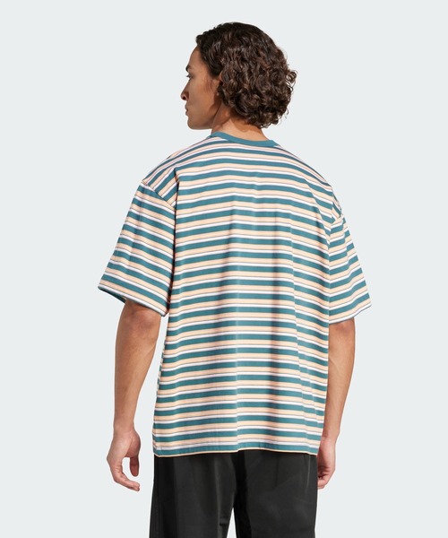 adidas ストライプ 半袖Tシャツ アディダス アディカラースリーストライプス ピンストライプ半袖T
