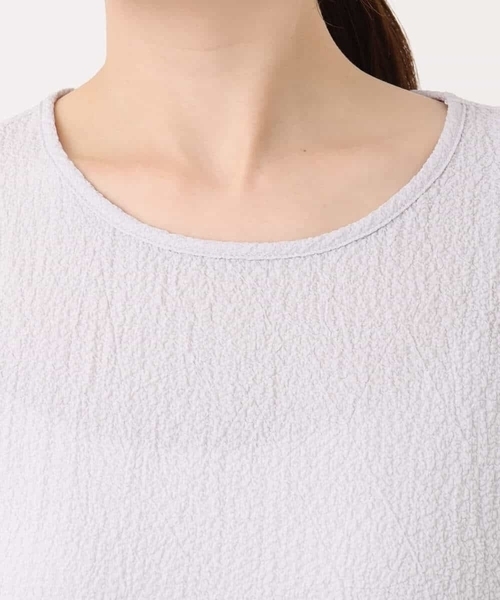 tシャツ ふくれシャーリングパフスリーブトップス/洗える レディース OFUON tシャツ ふくれシャーリングパフスリーブトップス/洗える
