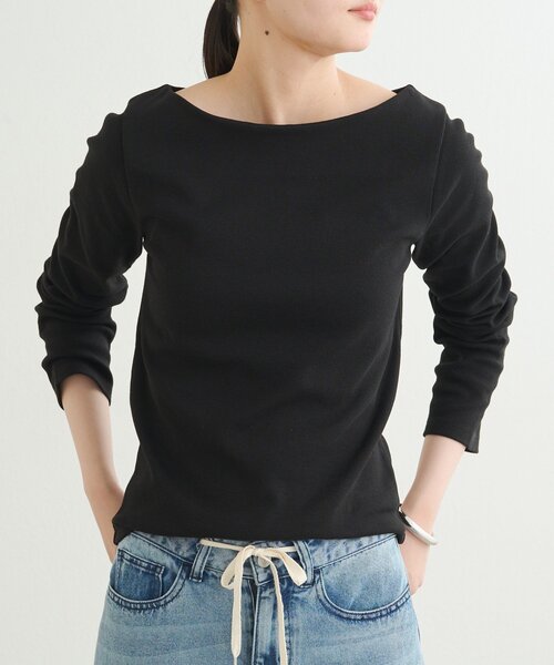 tシャツ リブボートネックトップス レディース メンズ
