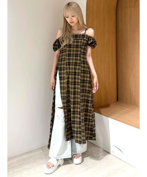 CALNAMUR（カルナムール） ワンピース 半袖 2WAYチェックロング