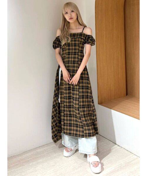 CALNAMUR（カルナムール） ワンピース 半袖 2WAYチェックロング