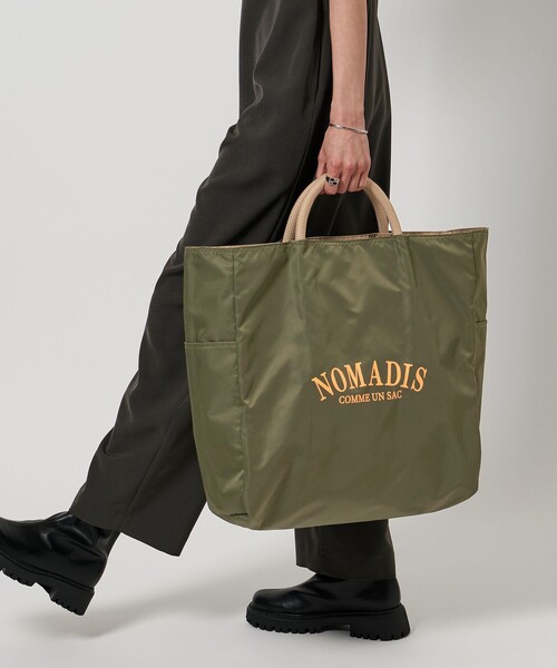 NOMADIS トートバッグ　オリーブグリーン(カーキ) ×ベージュ NOMADIS レディーストートバッグ（色：グリーン系）｜バッグ