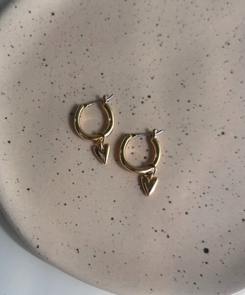 K18YG ピアス 2way ハート ボリューム フープピアス 大ぶり 18K K18YG ピアス 2way ハート ボリューム フープピアス 大ぶり 18K
