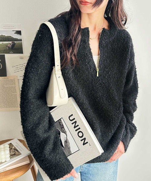 GeeRA（ジーラ） ニット セーター ハーフジップミックスニットプル