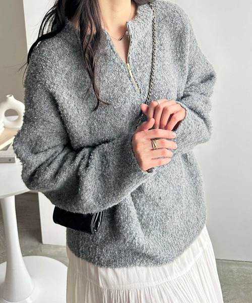 GeeRA（ジーラ） ニット セーター ハーフジップミックスニットプル