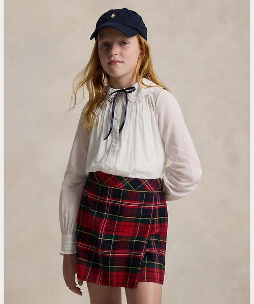 RALPH LAUREN フリル付きストライプブラウス POLO RALPH LAUREN｜ポロ ラルフ ローレンのシャツ/ブラウス