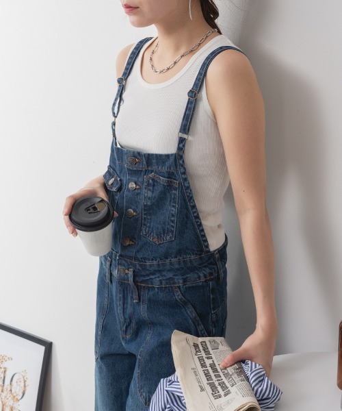 RCD サロペット オーバーオール デニムサロペットワイドパンツ