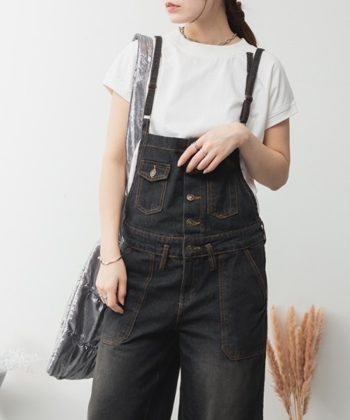 RCD サロペット オーバーオール デニムサロペットワイドパンツ