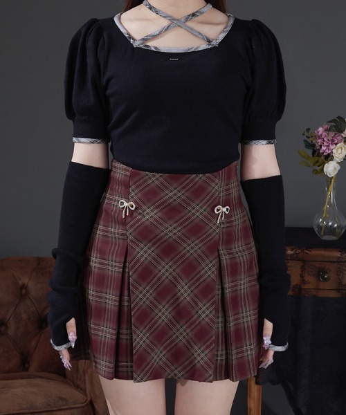 Pal elfy スカート リボンビジュー付きタックミニスカート : ZOZOTOWN