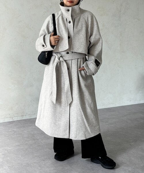 CPCM（シーピーシーエム） コート アウター ケープ付き軽量メルトン