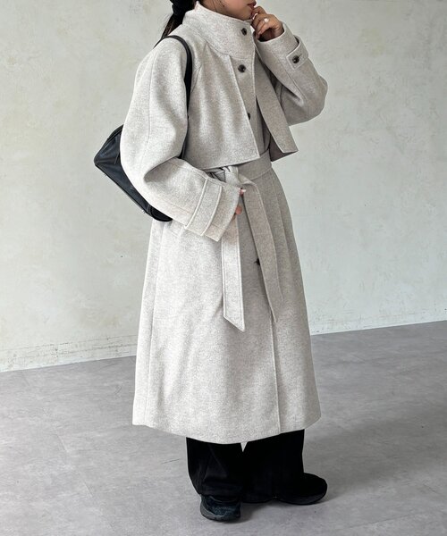CPCM（シーピーシーエム） コート アウター ケープ付き軽量メルトン