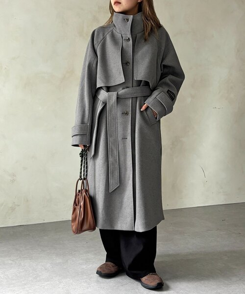 CPCM（シーピーシーエム） コート アウター ケープ付き軽量メルトン