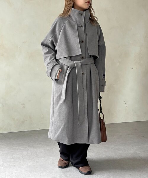CPCM（シーピーシーエム） コート アウター ケープ付き軽量メルトン