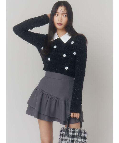 R♡　レディース　BLK XS RESEXXY（リゼクシー） スカート ラッフルボリュームミニスカート