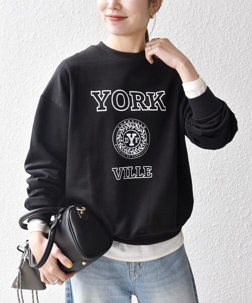 SHIPS any トレーナー スウェット any: city カレッジライク プリント