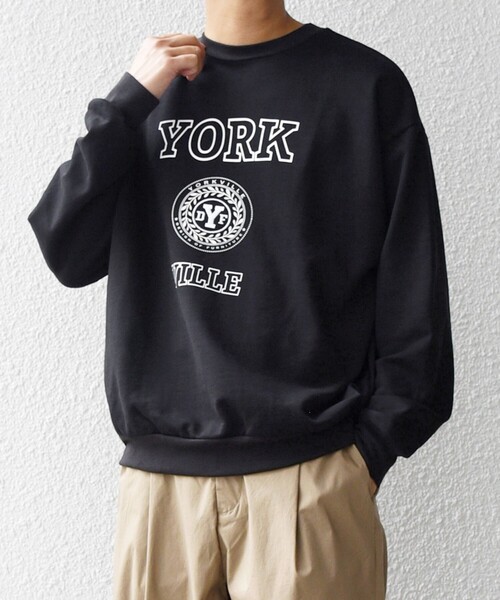 ★新品未使用★SHIPS any ブラック刺繍スウェット SHIPS any トレーナー スウェット any: city カレッジライク プリント