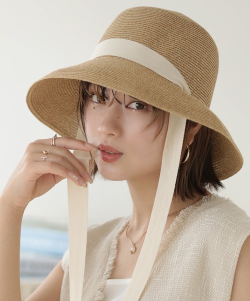 「Little＆More」 ストローハット FREE ブラック レディース_画像6