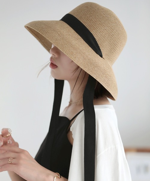「Little＆More」 ストローハット FREE ブラック レディース_画像8