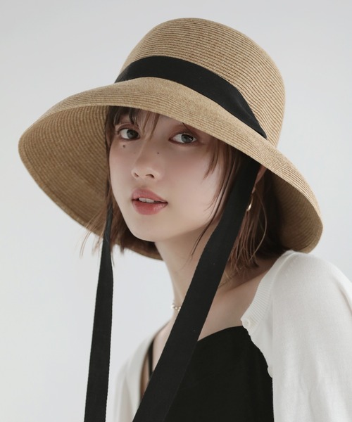 「Little＆More」 ストローハット FREE ブラック レディース_画像9