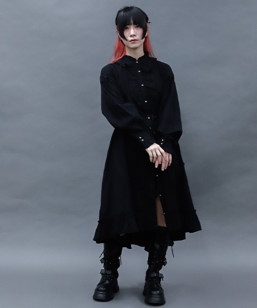Beast Night Halloweenガーゼシャツワンピース　ブラック NIBBLE POISON（ニブルポイズン） ワンピース ガーゼフリルシャツ
