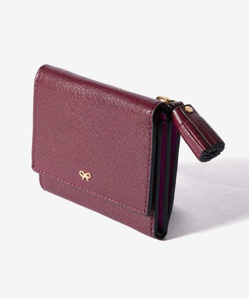 希少 アニヤハインドマーチ ピーピング アイズ 三つ折り財布 黒 赤 レディース ANYA HINDMARCH（アニヤ・ハインドマーチ） 財布 三つ折り財布 PEEPING