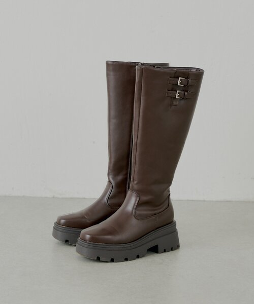 Chico（チコ） ブーツ 厚底ベルトデザインロングブーツ レディース