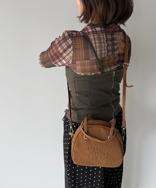 SANSeLF（サンセルフ） ハンドバッグ 2WAYスエードラウンドバッグ