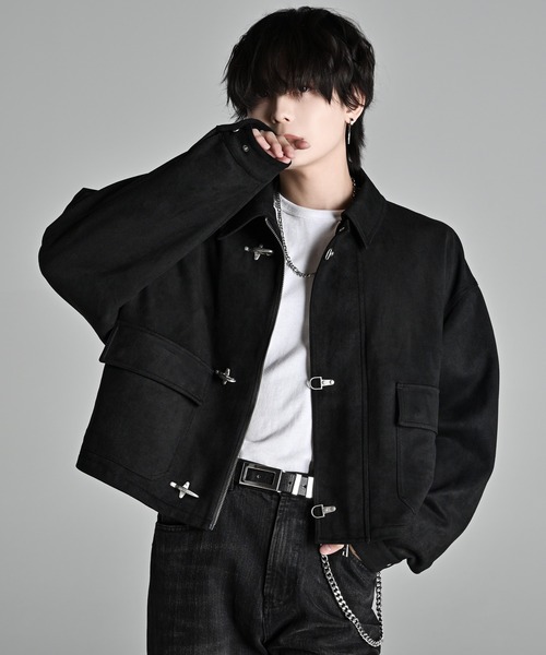 usa製　empire ファイヤーマンジャケット　ウール　M(L位) ブラック ATELLIER WELLS BY JOHNBULL】カツラギオーバーダイファイヤーマン