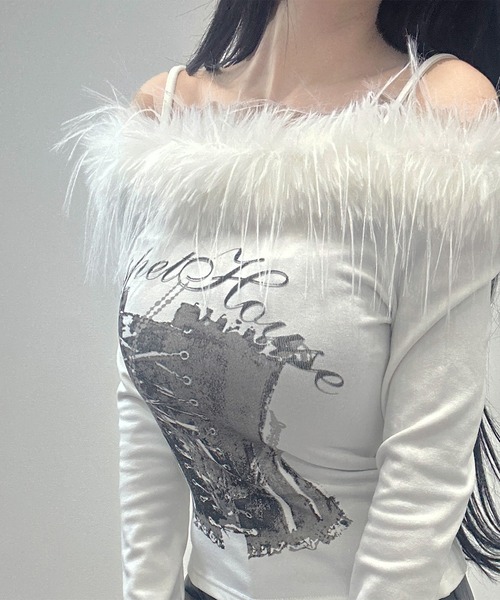 FOLLOWIN（フォロウィン） tシャツ 「前後2WAY」フェザーコルセット