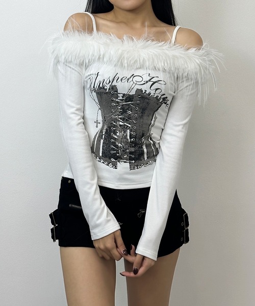 FOLLOWIN（フォロウィン） tシャツ 「前後2WAY」フェザーコルセット