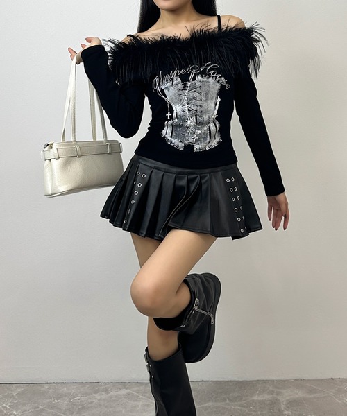 FOLLOWIN（フォロウィン） tシャツ 「前後2WAY」フェザーコルセット