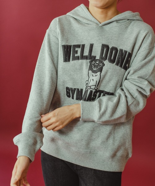 「gym master」 プルオーバーパーカー SMALL ライトブルーグレー メンズ_画像2