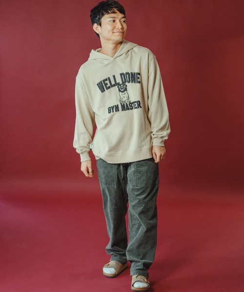 「gym master」 プルオーバーパーカー SMALL ライトブルーグレー メンズ_画像4