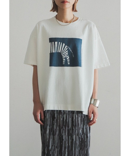 「FIL DE FER」 半袖Tシャツ FREE ホワイト×ブルー レディース_画像2